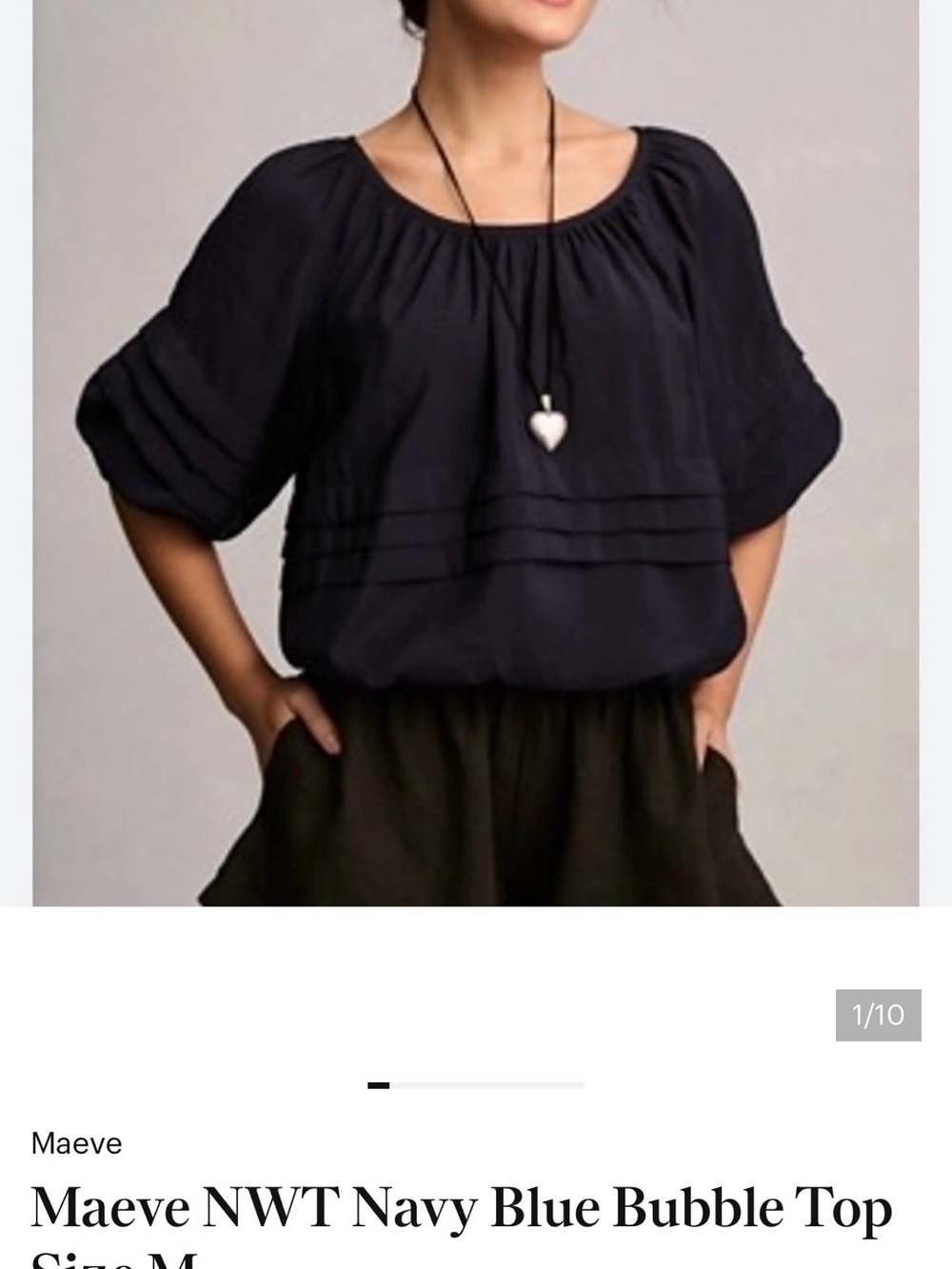 Maeve NWT Navy Blue Bubble Top Size M